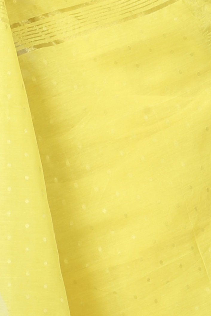 Yellow Blended Cotton Temo Hand Loom Saree (1266)